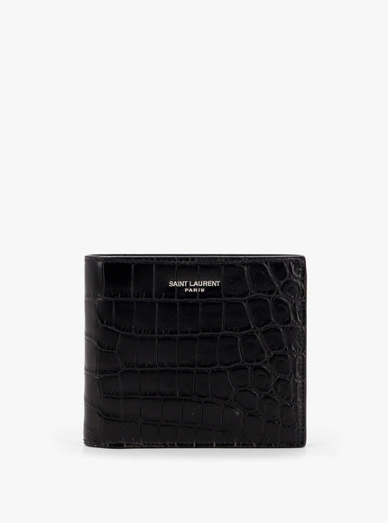 Saint Laurent Leather Wallet With Embossed Lettering Logo On The Front Uni