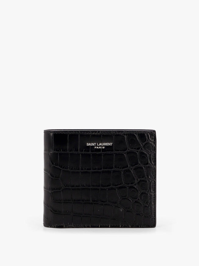 Saint Laurent Leather Wallet With Embossed Lettering Logo On The Front Uni