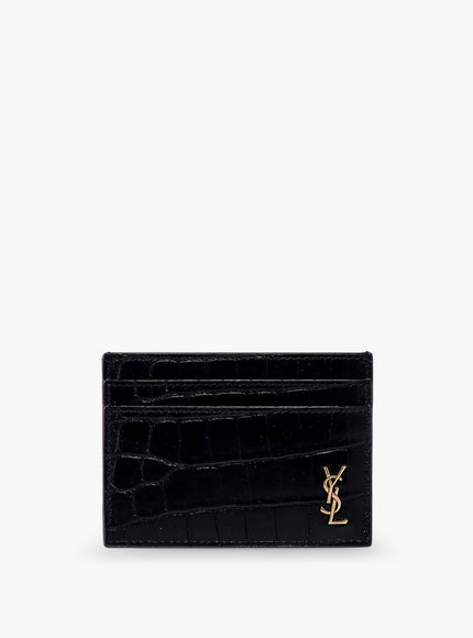 Saint Laurent Leather Card Holder Uni Nero