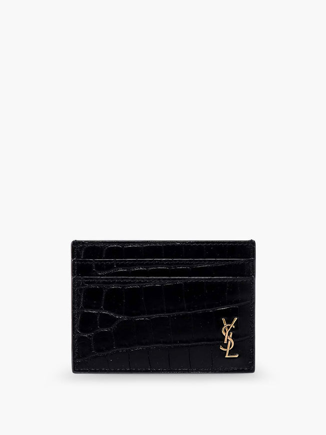 Saint Laurent Leather Card Holder Uni Nero