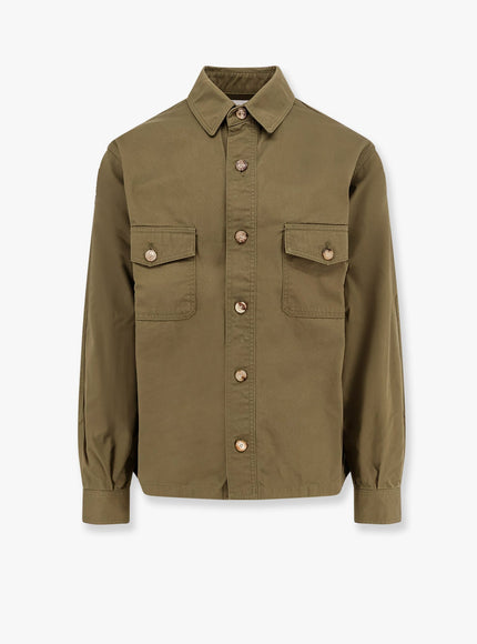 Saint Laurent Oversize Organic Cotton Shirt Verde