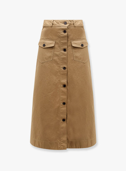 Saint Laurent Serge Cotton Midi Skirt 38 Beige