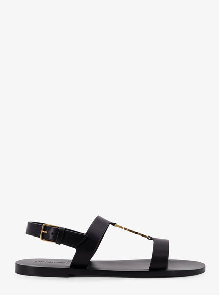 Saint Laurent Cassandre Leather Sandals Nero