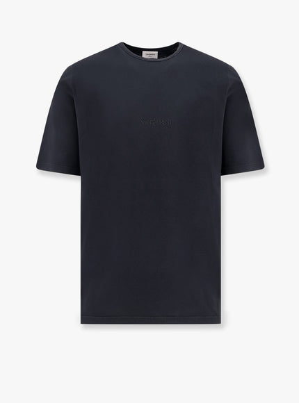 Saint Laurent Cotton T-Shirt With Logo Embroidery Nero