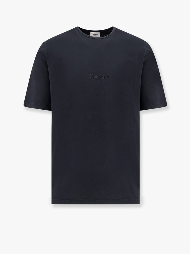 Saint Laurent Cotton T-Shirt With Logo Embroidery Nero