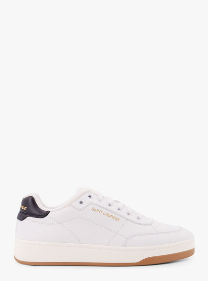 Saint Laurent Sl/61 Leather Sneakers With Logo Print Bianco