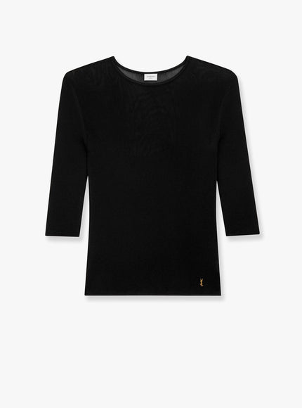 Saint Laurent Semi-Sheer Certified Viscose Knitted Top Nero