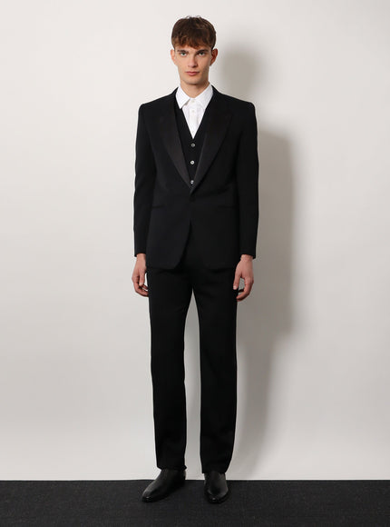 Saint Laurent Tuxedo Wool Trouser With Lateral Satin Bands