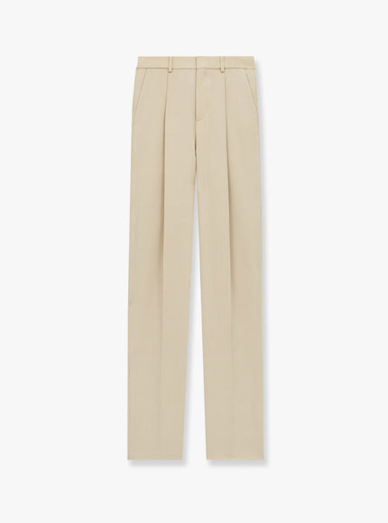 Saint Laurent Wool Tuxedo Trouser With Silk Lining Beige