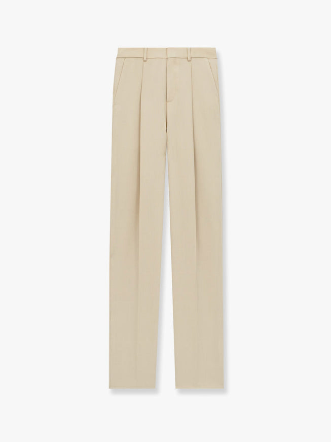 Saint Laurent Wool Tuxedo Trouser With Silk Lining Beige