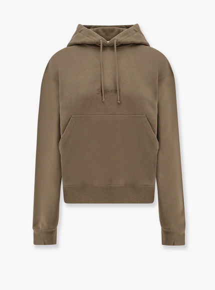 Saint Laurent Cotton Sweatshirt With Logo Embroidery Verde