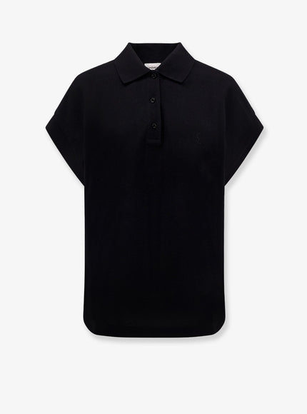 Saint Laurent Cotton Blend Polo Shirt With Logo Nero