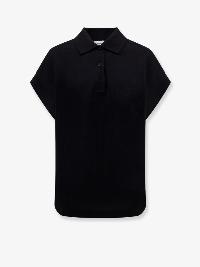 Saint Laurent Cotton Blend Polo Shirt With Logo Nero