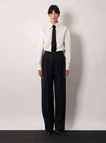 Saint Laurent Certified Wool Trousers With Wide Leg