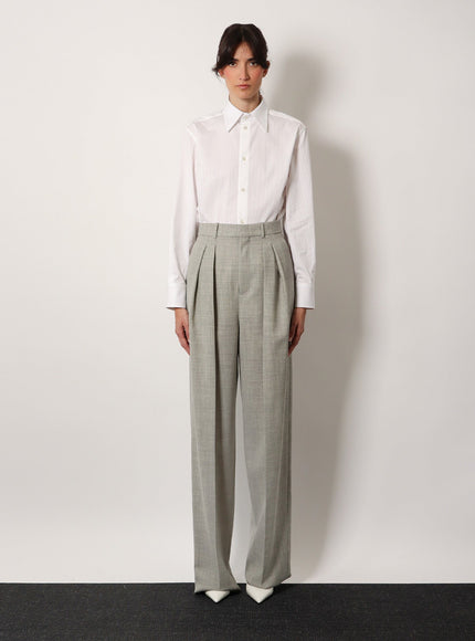 Saint Laurent Certified Wool Trousers With Wide Leg