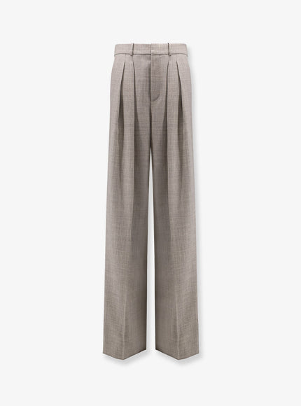 Saint Laurent Certified Wool Trousers With Wide Leg 38 Grigio