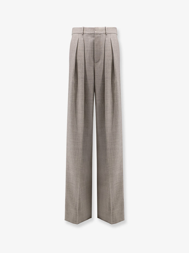 Saint Laurent Certified Wool Trousers With Wide Leg 38 Grigio