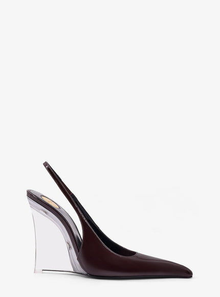 Saint Laurent Miller 110 Patent Leather Slingback Décolleté Marrone