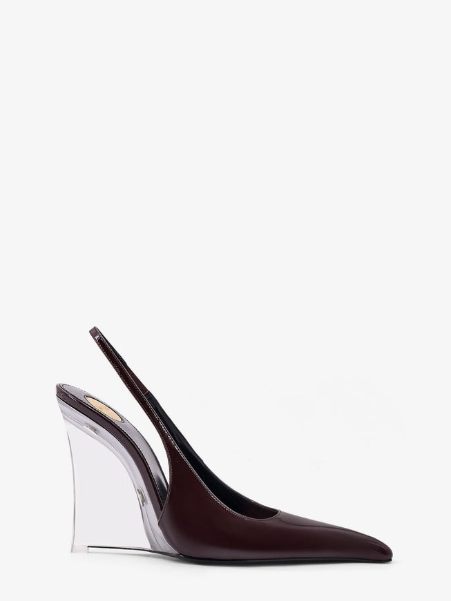 Saint Laurent Miller 110 Patent Leather Slingback Décolleté Marrone