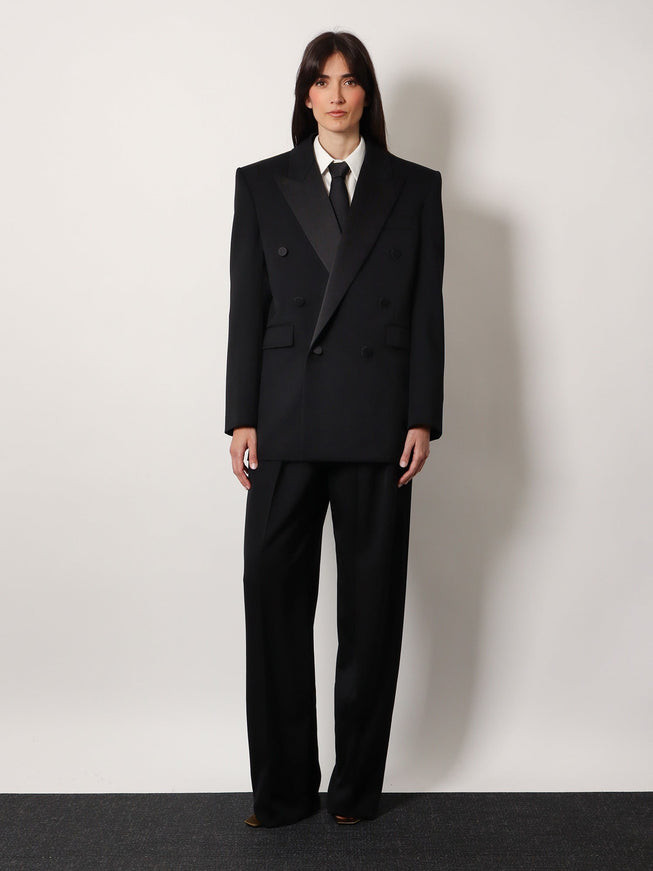 Saint Laurent Certified Wool Tuxedo Blazer With Silk Lining