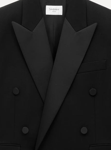 Saint Laurent Certified Wool Tuxedo Blazer With Silk Lining