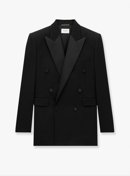 Saint Laurent Certified Wool Tuxedo Blazer With Silk Lining Nero
