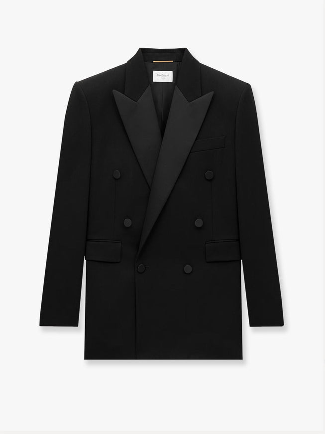 Saint Laurent Certified Wool Tuxedo Blazer With Silk Lining Nero