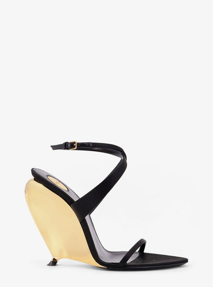 Saint Laurent Tallulah 110 Satin Sandals With Sculptural Wedge Heel