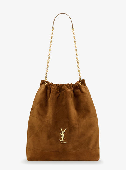Saint Laurent Pochon Jamie Large Suede Shoulder Bag Uni Marrone