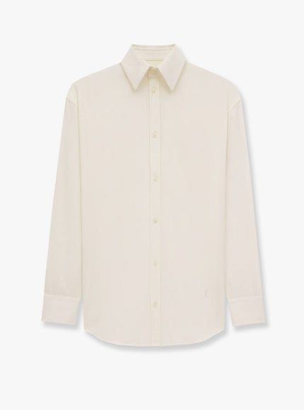 Saint Laurent Certified Cotton Shirt With Monogram Embroidery Bianco
