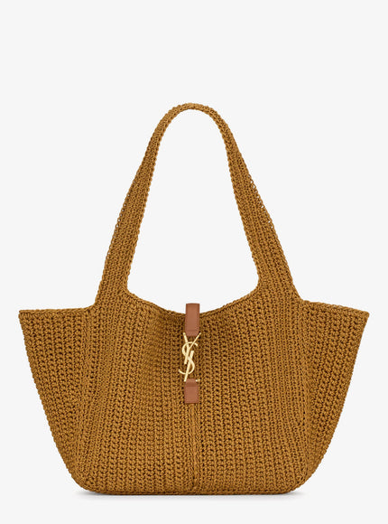 Saint Laurent Le 5 À 7 Bea Linen And Leather Shoulder Bag Uni Paglia