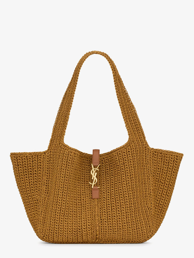 Saint Laurent Le 5 À 7 Bea Linen And Leather Shoulder Bag Uni Paglia