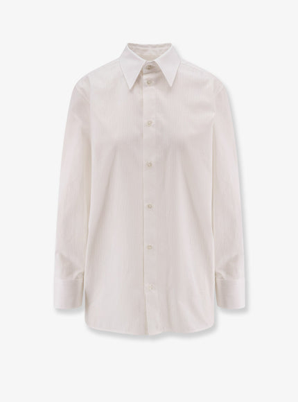 Saint Laurent Certified Cotton Shirt With Cassandre Embroidery Bianco