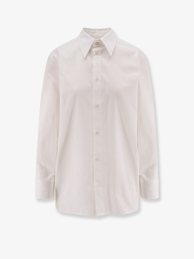 Saint Laurent Certified Cotton Shirt With Cassandre Embroidery Bianco