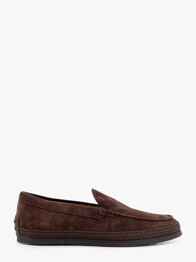 Tod's Suede Loafer With Engraved Logo Marrone