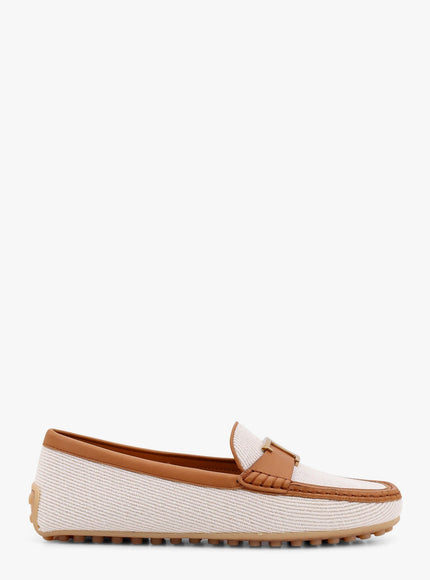 Tod's Canvas Loafer With T Timeless Detail Beige