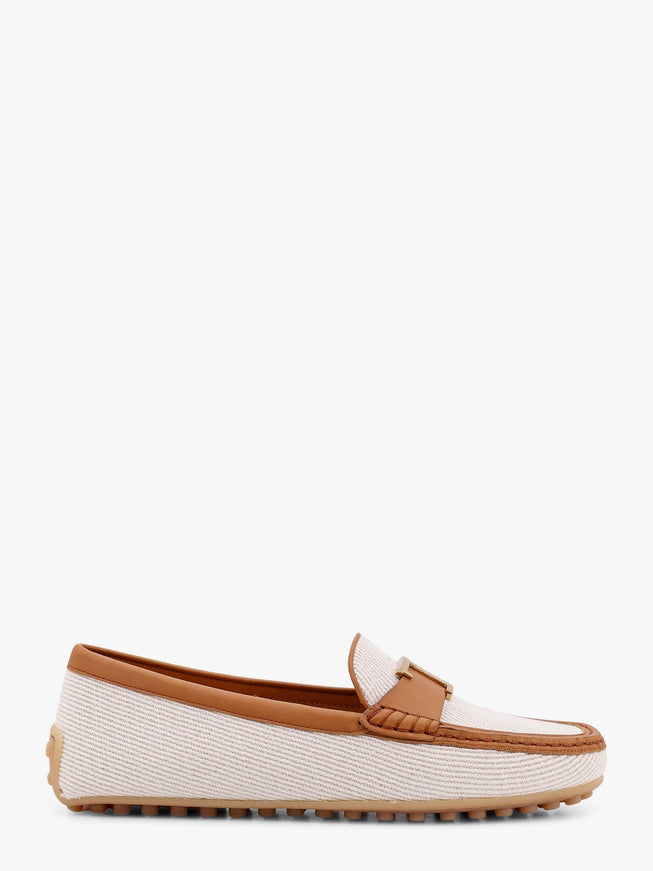 Tod's Canvas Loafer With T Timeless Detail Beige
