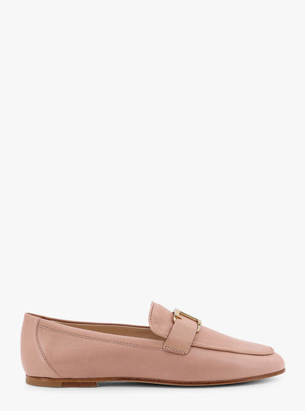 Tod's Leather Loafer With Metal Detail Beige