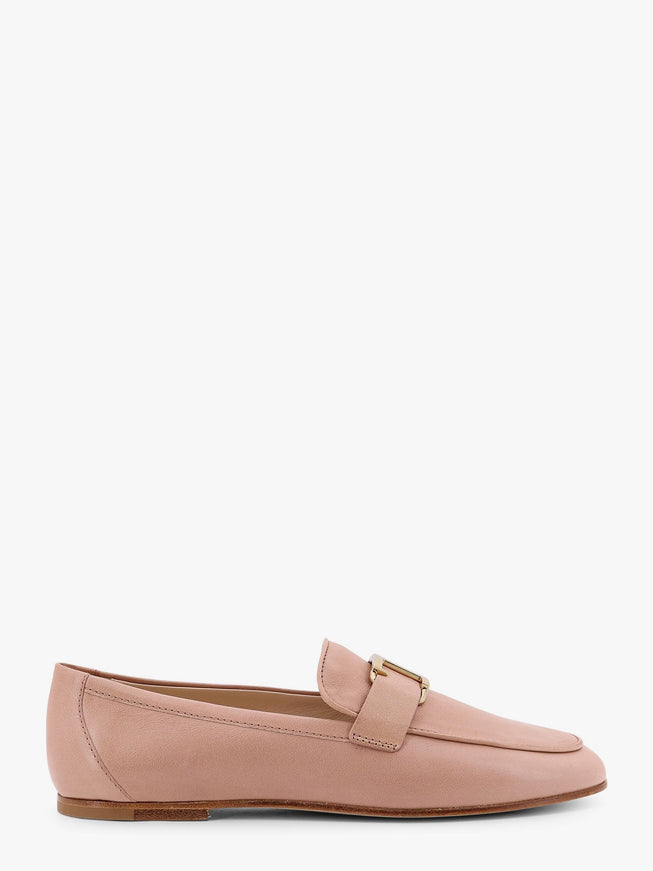 Tod's Leather Loafer With Metal Detail Beige