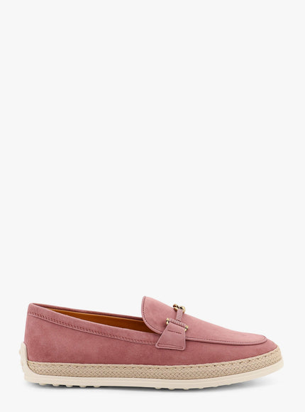 Tod's Suede Loafer With Metal Detail Rosa