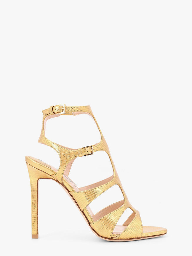 Tom Ford Laminated Leather Sandals With Croco Print Oro