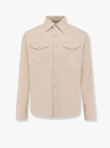 Tonywack Washed Denim Distressed Western Shirt Beige