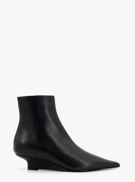 Toteme Leather Ankle Boots With Wedge Heel 39 Nero