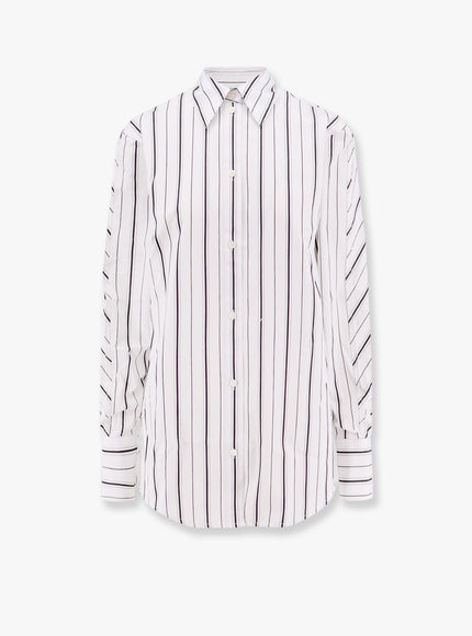 Toteme Organic Cotton Shirt With Striped Motif Bianco