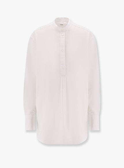 Toteme Stand Collar Organic Cotton Shirt Bianco