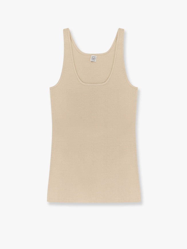 Toteme Compact Knit Tank Bã¬Viscose Blend Top Beige