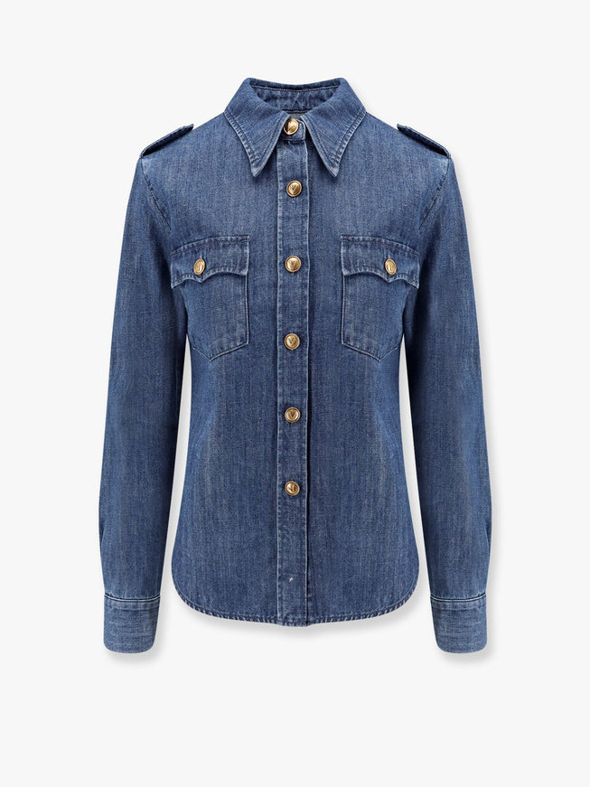Valentino Denim Shirt With Vlogo Buttons 44