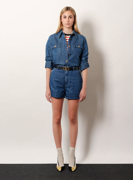Valentino Denim Shirt With Vlogo Buttons