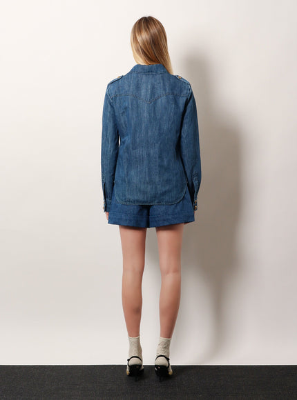 Valentino Denim Shirt With Vlogo Buttons