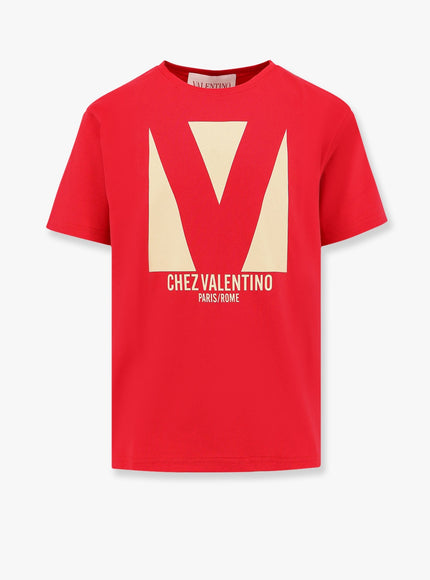 Valentino Cotton T-Shirt With Chez Valentino Print Rosso